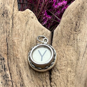 Vintage Glass Typewriter Key Pendant, Y