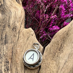 Vintage Glass Typewriter Key Pendant, A
