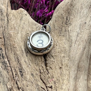 Vintage Glass Typewriter Key Pendant, # 3