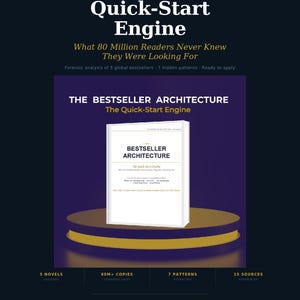 May include: A promotional image for a book titled "The Bestseller Architecture: The Quick-Start Engine." The cover is white with black text. The image includes text about the book's content and the author's name.