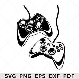 Könnte beinhalten: Eine schwarz-weiße grafische Darstellung von zwei kabelgebundenen Videospiel-Controllern. Jeder Controller verfügt über ein Steuerkreuz, zwei Analogsticks und vier Aktionstasten mit den Beschriftungen A, B, X und Y. Die Controller sind durch schwarze Kabel verbunden.