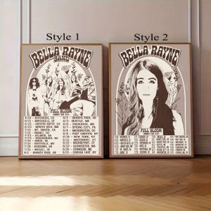 Bella Rayne Concert Poster 2026 Full Bloom Summer Tour Retro Boho Wall Art Prin