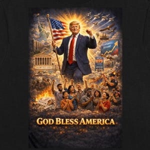 God zegene Amerika - troef die de patriottische vlag houdt T-shirt | T-shirt MAGA Conservative Eagle USA