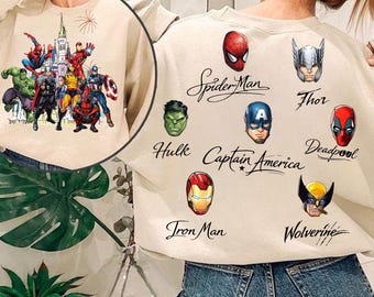 Superhero Squad PNG,  Front and Back Hero Characters Sublimation,  Comic Hero PNG, Squad Trip PNG, Family Superhero, Digital Download.
