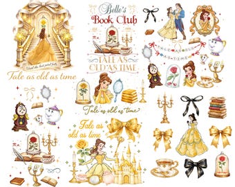 Vintage Princess and Castle PNG Bundle, Tale As Old As Time Book Club PNG, Beauty and the Beast Png, Family Vacation Png (Digital Download)