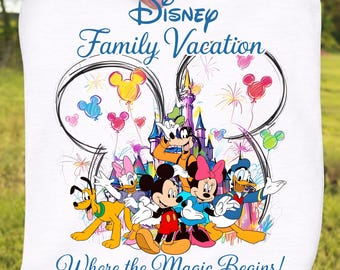 Family Vacation Theme Park PNG, Retro Cartoon Mouse and Friends PNG, Magic Castle Sublimation File, Vacation Trip 2026, Digital Download.