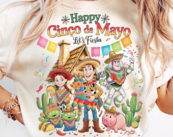 Fiesta Holiday Celebration PNG, Retro Toy and Friends Sublimation, Cinco De Mayo PNG, Festive Mexican Design, Instant Download.