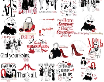 Devil Wears Prada PNG Bundle: Miranda Priestly Chic Quotes Png, Fashion Illustrations, Trendy Fashion (Digital Download)