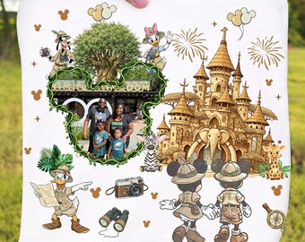 Custom Safari Photo Frame PNG, Mouse and Friends Sublimation, Theme Park Vacation PNG, Animal Kingdom PNG, Digital Download.