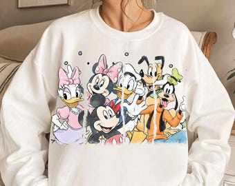 Mouse and Friends Strips PNG, Retro Cartoon Friends PNG, Cute Mouse Sublimation Design, Family Vacation 2026, Instant Download.