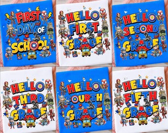 Superhero Back To School PNG Bundle: Superhero Squad Png, First Day Of School Png, Kids School (Digital Download)