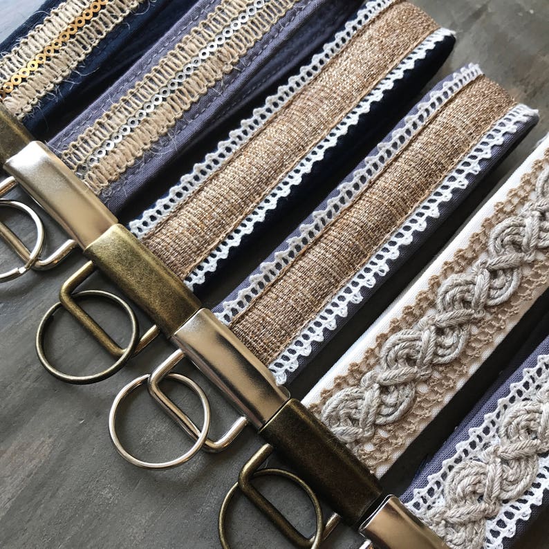Boho Keychain Wristlet Key Fob Lace Keychain Fabric Key Etsy
