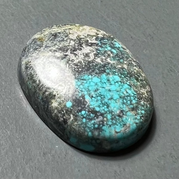 Black Widow Mine Natural Turquoise Cabochon from Nevada, 21x17mm