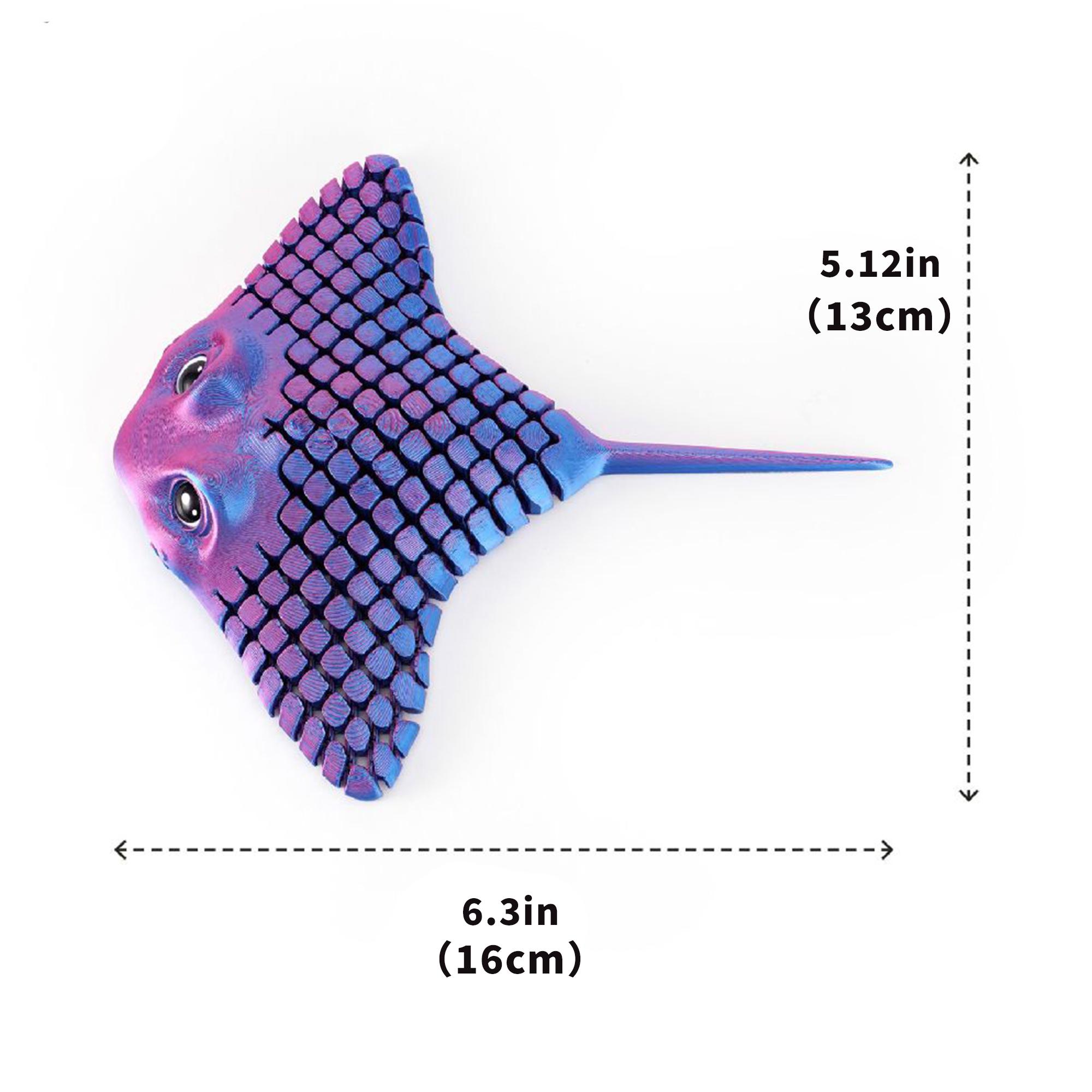Ray Fidget 3D Printed Articulated Stingray Fidget Toy - Flexible Cute Manta Ray ...