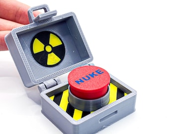 Mini Nuke Button Fidget Toy, 3D Printed Nuclear Launch Button Briefcase, Funny Office Desk Toy Gag Gift, Stress Relief Clicker Toy