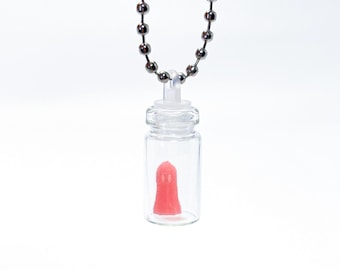 Glow in the Dark Ghost Keychain - Mini Ghost in a Bottle Charm - Cute Spooky Halloween Gift - Luminous Ghost Vial Backpack Accessory