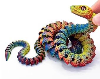 Giant Articulated Snake Fidget Toy - Flexible 3D Printed Python Viper - 32" Sensory Stress Relief Desk Pet - Reptile Lover Gift Cool Toy