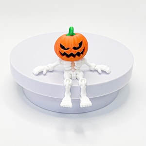 Ledad pumpaskelettleksak - 3D-tryckt Jack o'Lantern - Rörlig Halloween-fidget - Spöklik gotisk skrivbordsdjur spöklik estetisk gåva