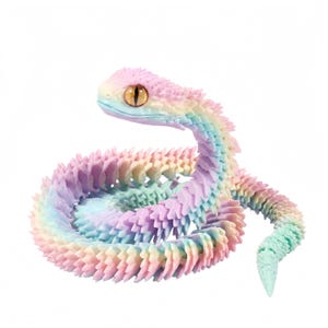 Ledad 3D-tryckt huggormsleksak, flexibel mystisk drakeorm-fidget, sidenblå lila sensorisk leksak, skrivbordsdjur, present till barn och vuxna
