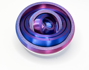 3D-utskriven kinetisk gyro-fidgetleksak - interstellär koncentrisk ringskiva - transformerande 3D-gyroskop-skrivbordsleksak - stresslindrande sensorisk gåva