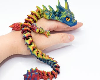Articulated Big Foot Dragon Toy, 3D Printed Chibi Baby Dragon, Flexible Desk Pet Figurine, Cute Sensory Fidget Monster, Gift for Geek Kid