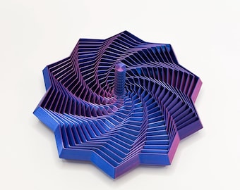 3D Printed Infinity Star Fidget Toy - Collapsible Kinetic Art Sculpture - Tri-Color Gradient Stress Relief Sensory Toy - Unique Office Gift