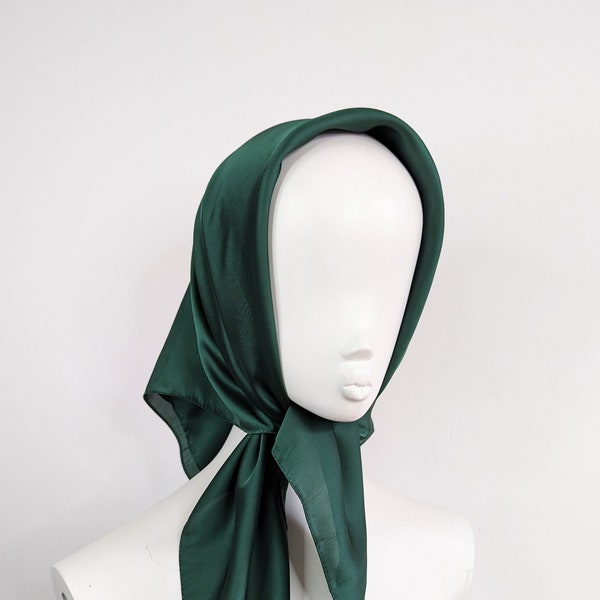 Green satin luxury head scarf vintage style bandana hair wrap