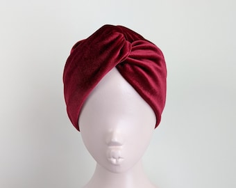 Raspberry red luxury wide velvet twist headband