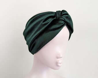 Forest green wide luxury velvet twist headband