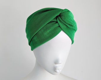 Bright grass green textured wide turban twist headband