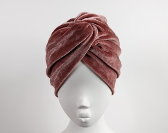 Rose Pink Velvet Turban: Twist Boho Head Covering