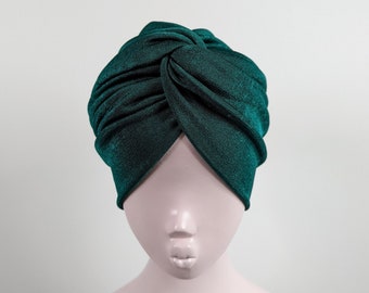 Sombrero de turbante delantero spandex twist de textura verde