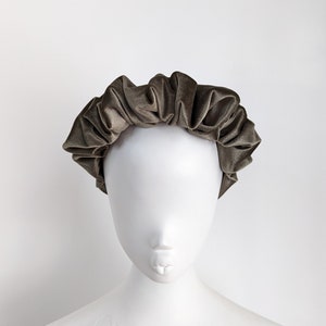 Grey luxury velvet ruffle scrunchie statement headband