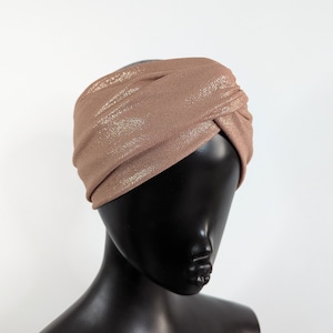 Rose gold metallic luxury wide turban twist headband