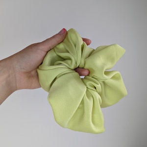Lime Green Yellow Oversized Crepe Scrunchie - Luxury Extra Large Hair Tie - Bright Y2K Summer Festival Hair Accessory for Women - Hair Gift