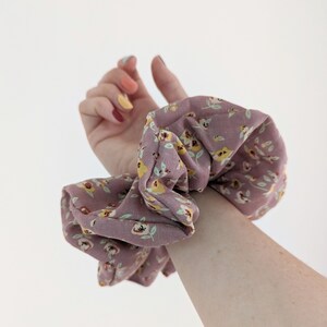 Dusky pink floral luxury cotton extra large scrunchie hair tie