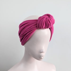 Hot Pink Stretch Headband - Extra Wide Jersey Headwrap - Knotted Hair Band - Gift for Women - Fabric Hair Wrap - Summer Bright Gift for Her