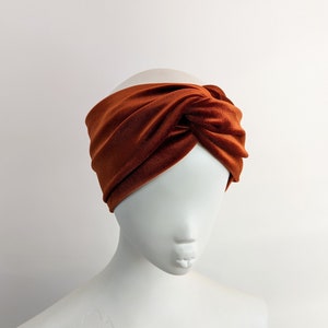 Rust orange brown luxury wide velvet twist headband image 2