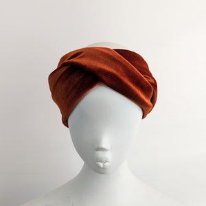 Rust orange brown luxury wide velvet twist headband image 7