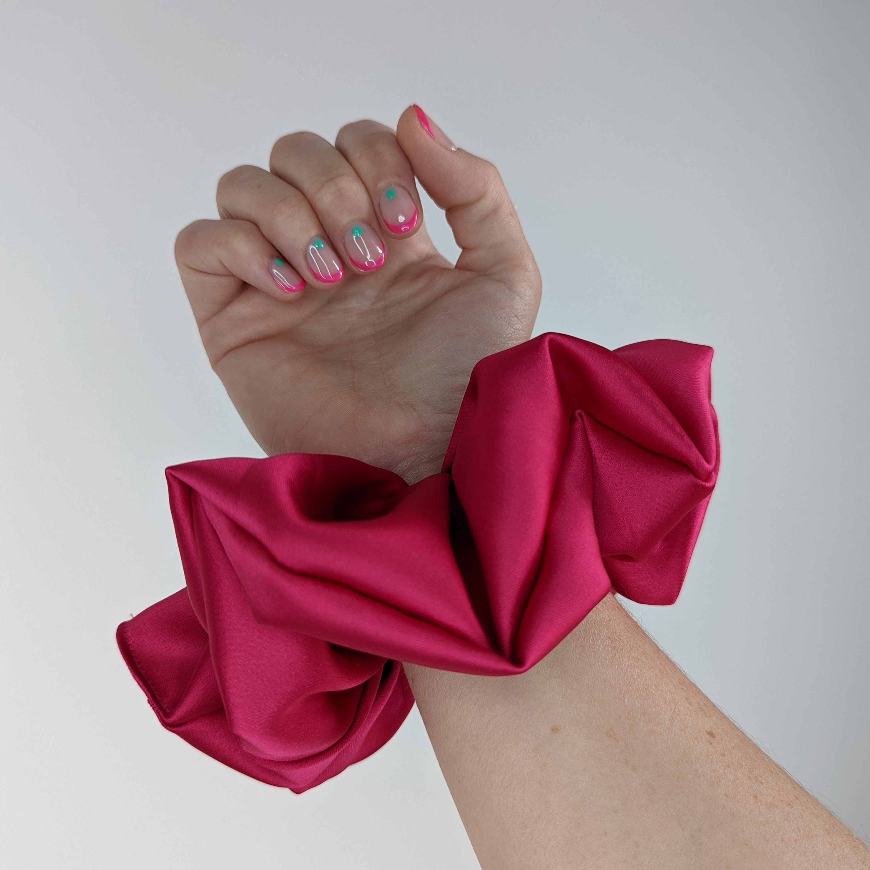 SALE? Stylish Pink Satin Silk hair tie Satin Silk Scrunchies Set - 6 Pink Hair Ties for Women  main image 3