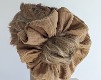 Tan Oversized Scrunchie: Organic Cotton Boho Hair Tie