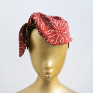 Head scarf headband for women red hair tie tribal print self tie hair bow cotton head wrap hair accessory gift for her