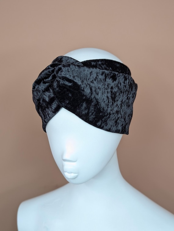 Black Twisted Velvet Headband Super Soft Twisted Velvet Headbands main image 4