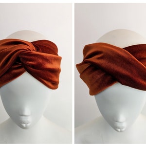 Rust orange brown luxury wide velvet twist headband image 9