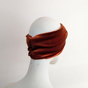 Rust orange brown luxury wide velvet twist headband image 5