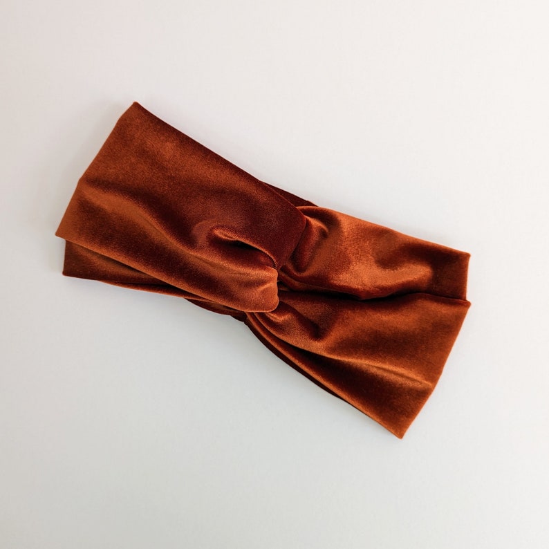 Rust orange brown luxury wide velvet twist headband image 6