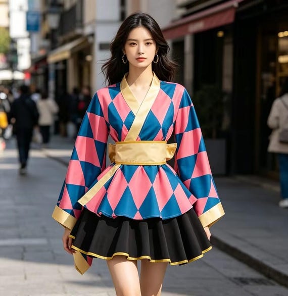 modern japanese style dress Kimono Skirt related:lalaurie-scoop-mixed-drss-drpe-sqn-khki