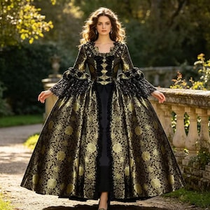 baroque design dress LUXURY ANTIQUE BAROQUE STYLE SATIN WEDDING DRESS WITH FLORAL LONG SLEEVES