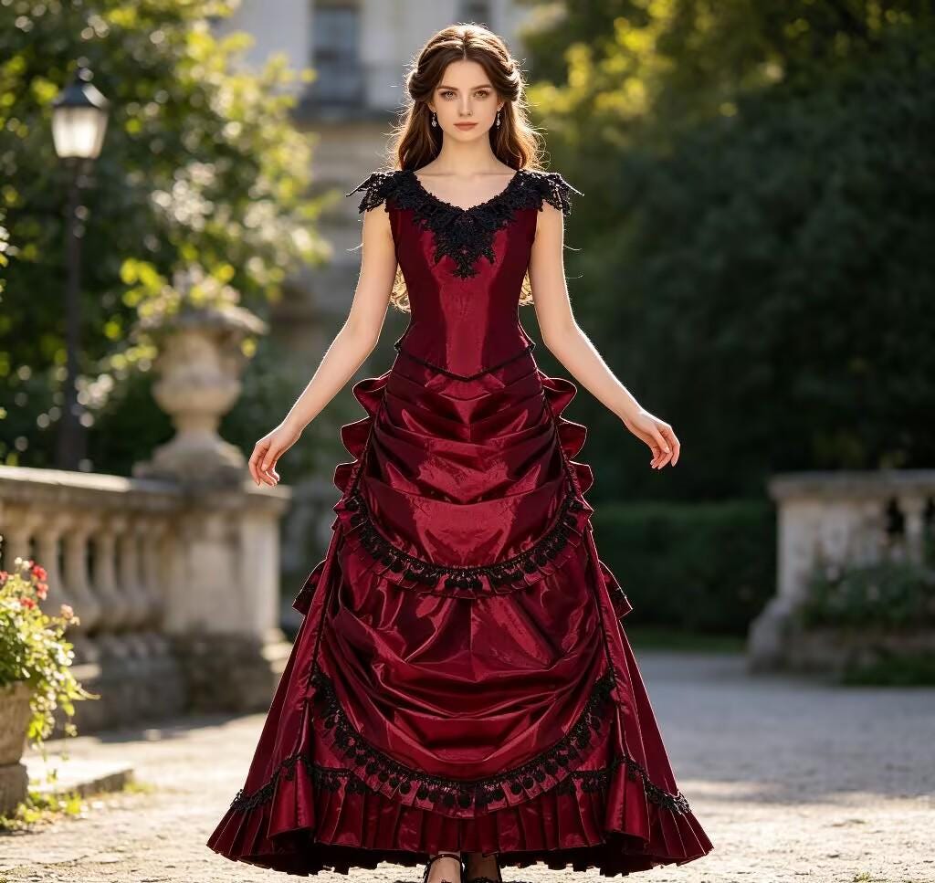 Gothic Burgundy Satin Gown
