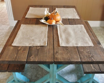 Set of 4- Burlap Placemats-Double Sided/Reversible- 3 Burlap Colors- Rustic/Country/Folk Decor-Woodland-Cabin Decor-Primitive